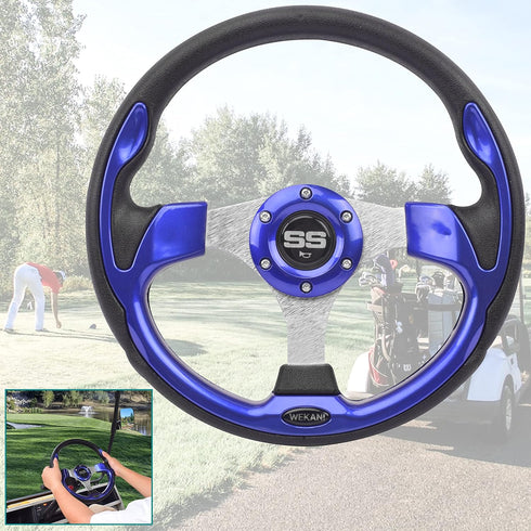 Golf Cart Steering Wheel for EZGO, YAMAHA and Club Car Precedent, Most Golf Carts Blue