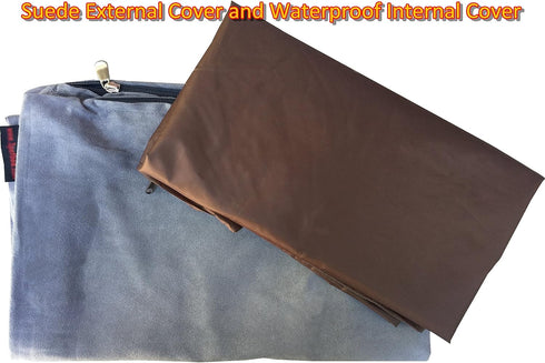 DIY Pet Bed Pillow Duvet Suede Cover - Waterproof Internal Case for Medium Dog/Cat, Gray Color