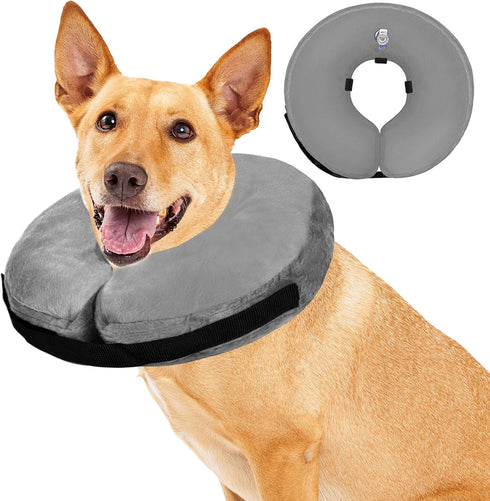 Inflatable Dog Cone Collar After Surgery, Soft Neck Donut E-Collar for Small Medium Large Dogs and Cats Recovery