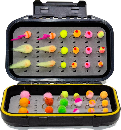 Outdoor Planet 24/36/50/66 Premium Hand Tied Fly Fishing Flies Assortment | Waterproof Fly Boxes