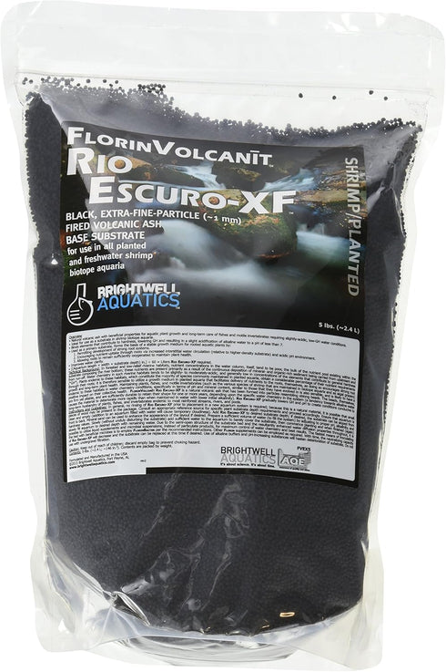 Brightwell Aquatics FlorinVolcanit Rio Escuro-XF, Extra Fine Black Volcanic Ash Substrate for Shrimp, 5 LBS
