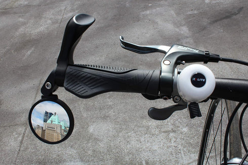 Hafny Bar End Bike Mirror - Stainless Steel Lens Adjustable Rearview Cycle Mirror, Black