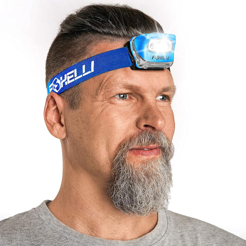 Foxelli LED Headlamp Flashlight for Adults & Kids, Lightweight & Waterproof, Comfortable Headband, 3 AAA Batteries