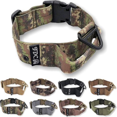 Heavy Duty Dog Tactical Collar with Handle, 1.5in Width Training Military Army TAG Hole for Medium Large M, L, XL, XXL,