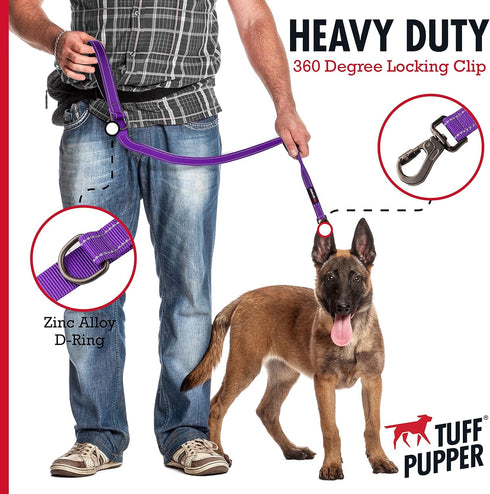 Tuff Pupper Heavy Duty Dog Leash with Double Handle, Reflective Safety Locking Carabiner for Medium & Large Dogs