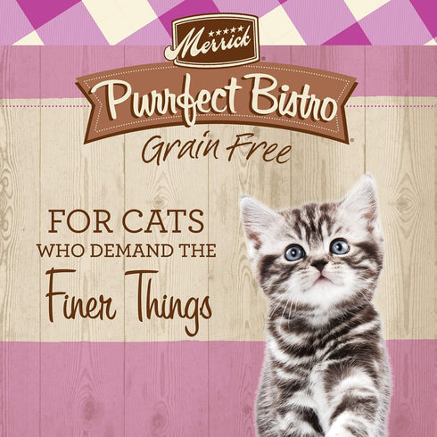 Merrick Purrfect Bistro Premium Grain Free Natural Dry Cat Food for Young Cats, Healthy Kitten Food Recipe, 4 lb Bag