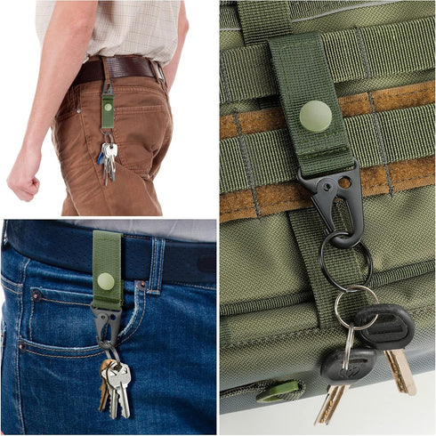 FRTKK Tactical Molle Key Ring Gear Keeper, Nylon Belt Keychain Clip for Molle Bags