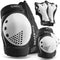 SKATEWIZ Knee Pads for Skating - Adult Knee and Elbow Pads Set for Women, Size L/XL in Black White