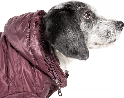 Pet Life Sporty Avalanche Lightweight Dog Coat - Adjustable Jacket with Concealed Zippered Collar & Pop-Out Hood for