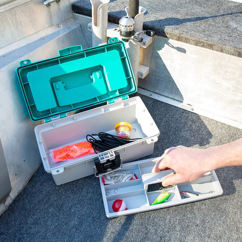 Sheffield 12671 13" Tackle Box, Fishing Gear Organizer with Flip-Up Lid and Lift-Out Tray