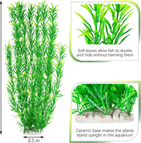 MyLifeUNIT 21 Inches Tall Plastic Aquarium Plants for Fish Tank Decorations and Aquarium Decor (Green)