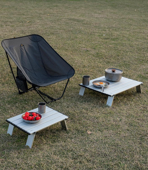 Compact Ultralight Beach Picnic Table - Folding Aluminum Design with Carry Bag, Size S