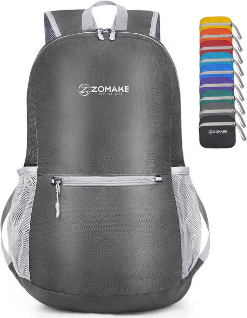 ZOMAKE 20L Ultra Lightweight Hiking Backpack - Packable Water Resistant Daypack for Men Women (Medium Grey)