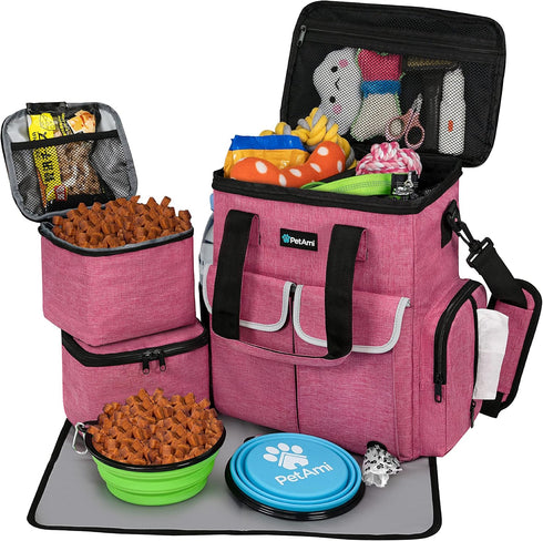 PetAmi Dog Travel Bag Pet Supplies Accessories Organizer for Traveling, Camping, Weekend;
