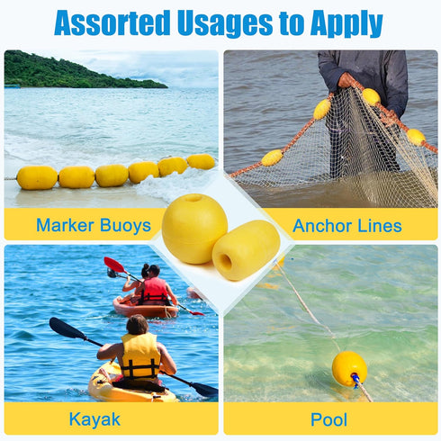 SILANON Marine Rope Floats, 4/6pcs Crab Trap Buoy Fishing Marker Buoys, Yellow Oval Water Floats