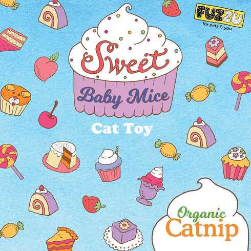 Sweet Baby Mice Cat Toy with Organic Catnip (Cupcake)