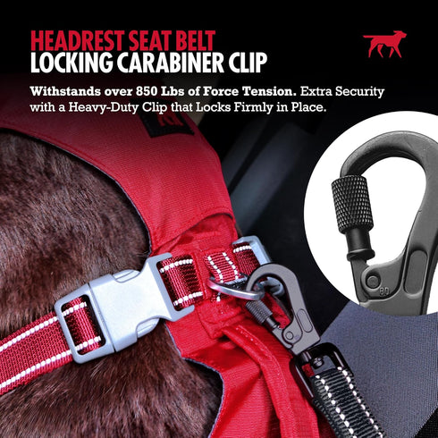 Tuff Pupper Dog Seat Belt for Car Headrest | Adjustable Length Dog Car Harness Restraint | Heavy-Duty Aviation Aluminum