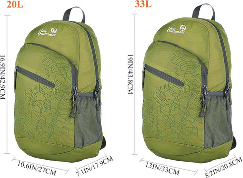 Outlander Packable Lightweight Travel Hiking Backpack Daypack, Green