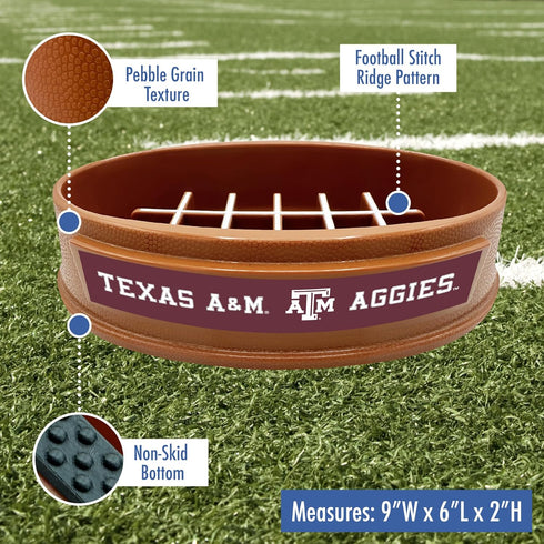 NCAA Super-Bowl Texas A&M Slow Feeder Dog Bowl - Football Design for Healthy Digestion, Non-Slip for Dogs & Cats