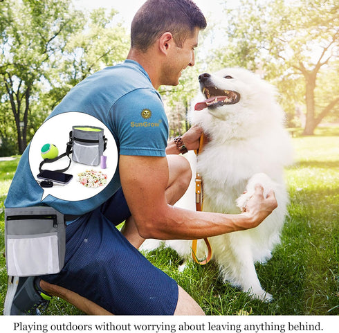 SunGrow Dog, Ferret & Parrot Training Pouch, Weather-Proof Treat Bag with Adjustable Shoulder Strap and Waist Belt