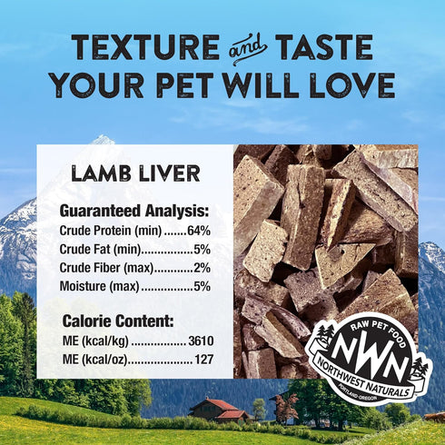 Northwest Naturals Raw Rewards Freeze-Dried Lamb Liver Treats for Dogs and Cats, 3 Oz