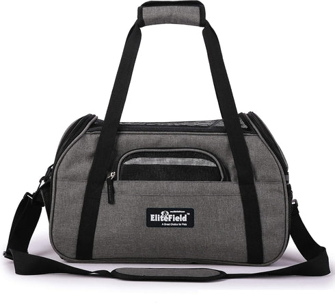 EliteField Soft Sided Pet Carrier, Airline Approved, Large: 19" L x 10" W x 13" H, Charcoal Gray