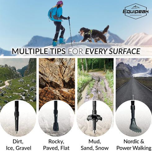 Trekking Poles for Hiking - 2 Folding Walking Sticks with Cork & Eva Grip, Lightweight Collapsible for Backpacking