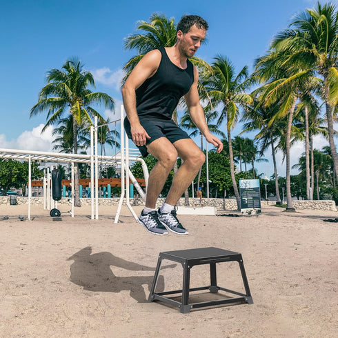 GanFindX Metal Plyometric Jumping Box, 12 Inch with 17 x 13 Inch Surface, Steel Plyo Box for Home Gym