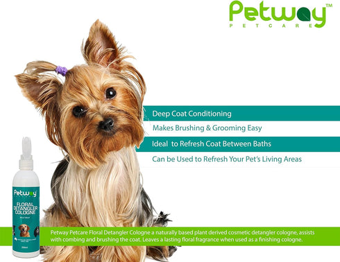Petway Petcare Floral Detangler Cologne for Dogs, Detangling Spray with Deodorizing Qualities, 250ml