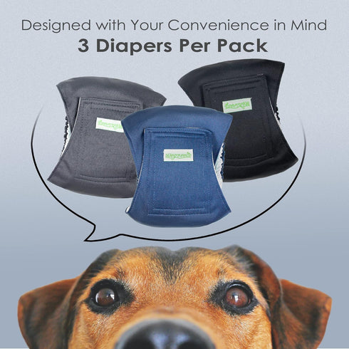 Pack 3 wegreeco Washable Dog Diapers - Washable Male Dog Belly Wrap - of - (Black, Charcoal, Navy, Medium)