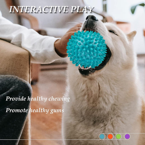 4.5” Squeaky Dog Balls, Toys for Medium Large Dogs, Spiky Ball for Aggressive Chewers, Big Outdoor Chew Toys