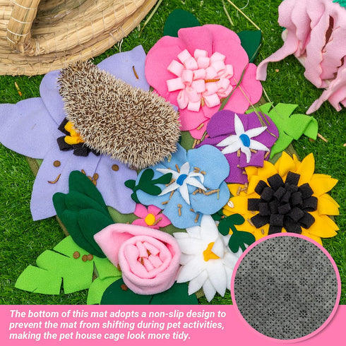 KAYCOWZA Chinchillas Small Animal Foraging Mat for Rabbit Hedgehog Guinea Pig Rat Bunny - Interactive Cute Flower Funny