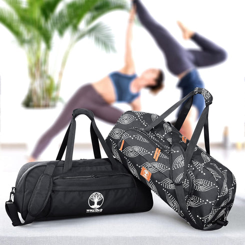 Yoga Mat Bag, 8-Pocket Gym Bag Fits 1/2" Thick Mat & Blocks, Detachable Straps, Large Tote for Women, Men