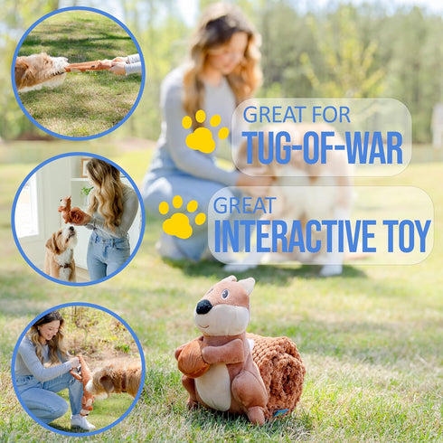 Crinkle Dog Toy Plush, Long Tug-of-War Squeaky Toy, Durable Mentally Stimulating Toys for Dogs