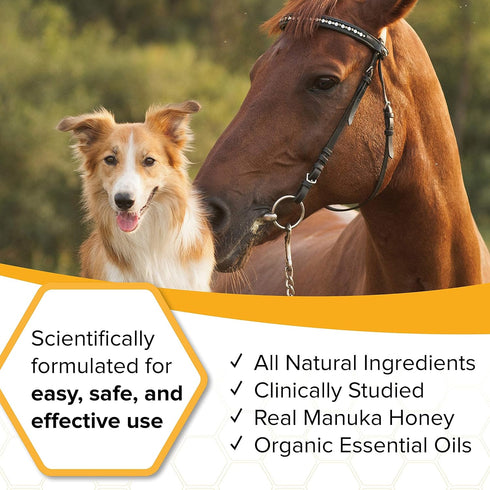 Natural Veterinary Ointment for Wound Care, Manuka Honey, for Dogs, Cats, & Horses, 1oz. Tube