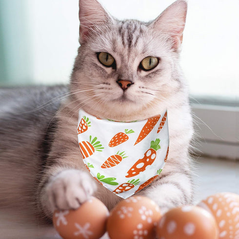Easter Day Dog Bandana - Holiday Bunny and Carrot Scarfs for Small Medium Large Dogs Cats (Hoppy Hour/Pink, Small)
