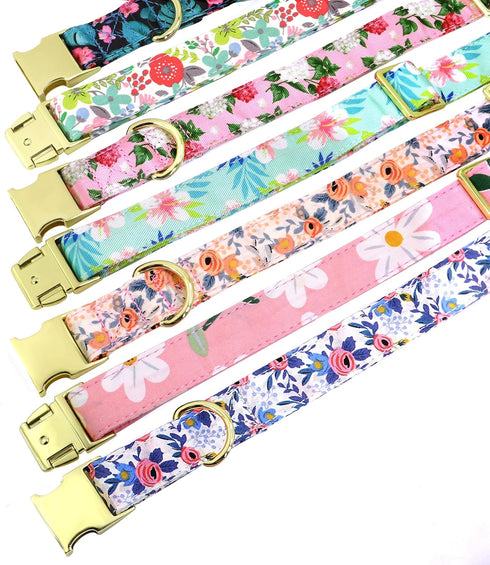 Beirui Cute Girl Dog Collars, Floral Patterns for Small Medium Large Dogs, Wedding Holiday (L: Neck 17-25", Pink)