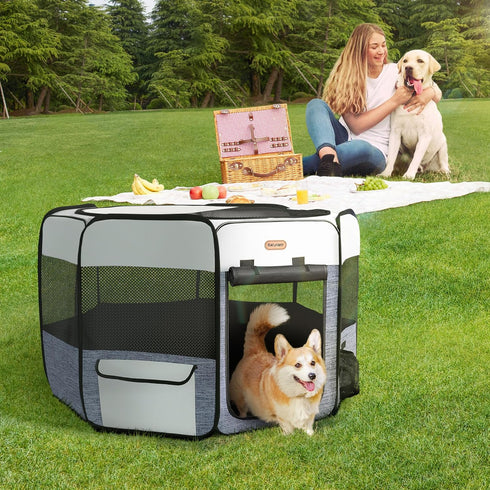 Seiyierr Dog Playpen, Portable Pet Play Pen Foldable Carrying Case, Puppy Pens Outsid for Small Cat Indoor/Outdoor