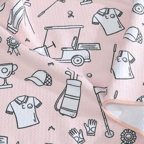Magnetic Golf Towel with Clip for Men & Women - Fun Doodle Sketch Pattern Waffle Weave Microfiber Golf Towel