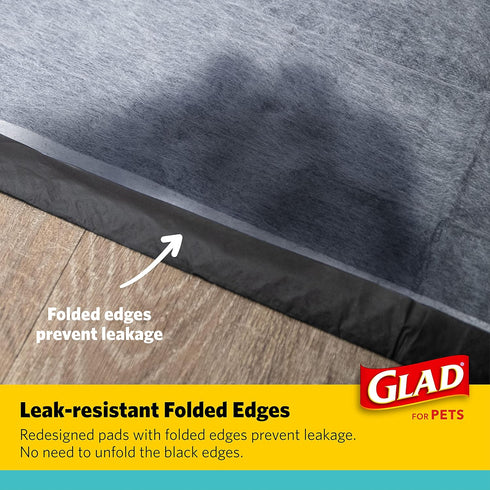 17.5" 23.5" 120 Count Glad for Pets Black Charcoal Puppy Pads - Super Absorbent Disposable Dog Pee Pads, Potty Training