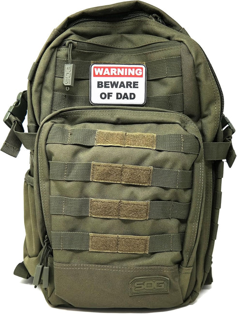 Dad Warning Tactical PVC Patch | Humorous Hook and Loop Patch for Diaper Bags