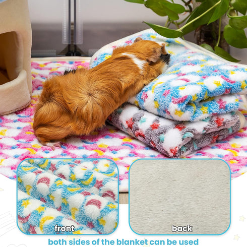 3PC Chinchilla Rabbit Bedding Mat Washable Soft Cage Liner Sleep Pad Fleece Blankets for Small Animals Guinea Pig Rat