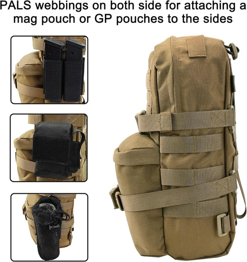 Tactical Mini Molle Hydration Pack, Water Resistant Hydropack with US Flag for Tactical Vest Backpack