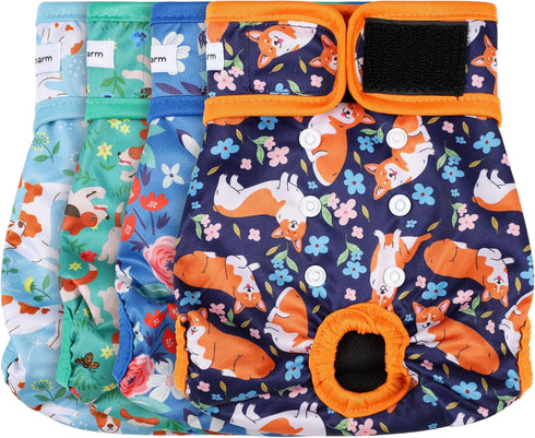 4 Pack Reusable Female Dog Diaper, Highly Absorbent Doggie Diapers for Female