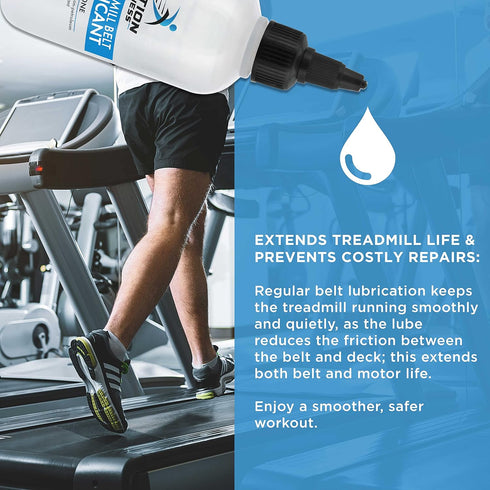 100% 4oz Action Fitness Silicone Treadmill Lubricant for Belt Maintenance - Bottle, Dual Applicators for Easy Lube
