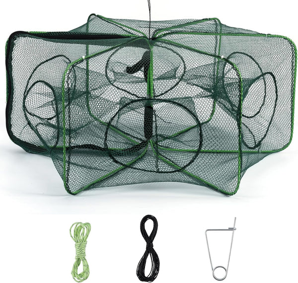 Alwonder Minnow Crab Fish Trap, Foldable Crawfish Crayfish Trap with Luminous Rope