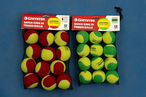 GAMMA 10 Quick Kids Training Tennis Balls for Kids & Beginners, Low-Compression Core Reduces Speed & Bounce, Great