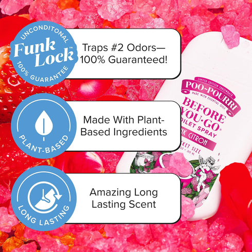 1 Oz, 50 Poo-Pourri Before-You-Go Pocket Toilet Spray, Travel Essentials, Pink Citron, Fl Up to Uses, On-The-Go