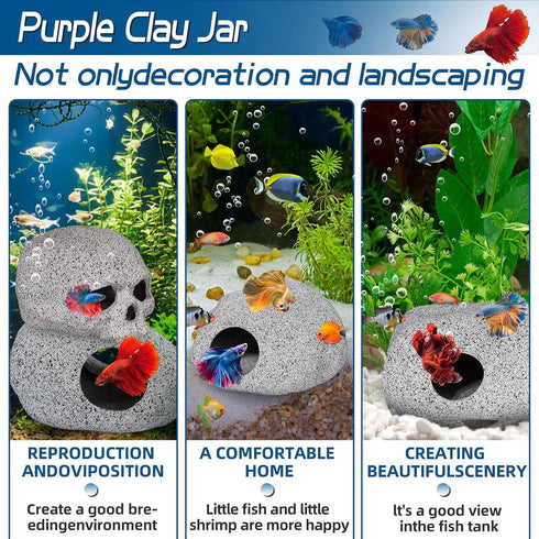 Aquarium Decorations Cave Fish Tank Accessories, Rock Decor for Shrimp Cichlid Hiding Breeding Small Fish Bowl Hideout