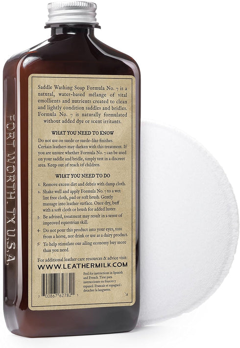 7 Leather Milk Saddle Washing Soap - No. - All-Natural, Non-Toxic Saddle Soap Deep Cleaner for Western & English